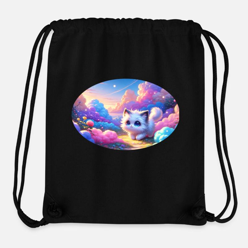 A cute anime cat in a colorful cloud garden - Stanley/Stella Recycled Gym Bag - black
