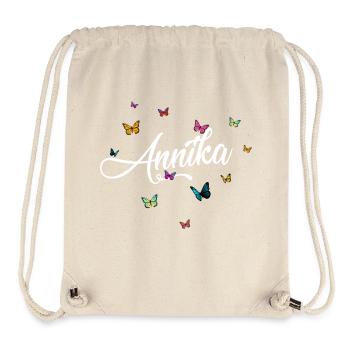 ANNIKA - Mädchen Name mit bunten Schmetterlingen - Stanley/Stella recycelter Gym Bag - Naturweiß - Vorne