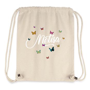 MELISA - Nom de fille avec des papillons colorés - Sac à cordon recyclé Stanley/Stella - blanc naturel - Devant