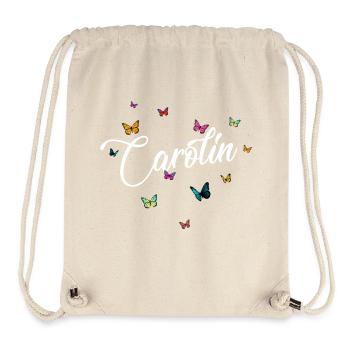 CAROLIN - Mädchen Name mit bunten Schmetterlingen - Stanley/Stella recycelter Gym Bag - Naturweiß - Vorne