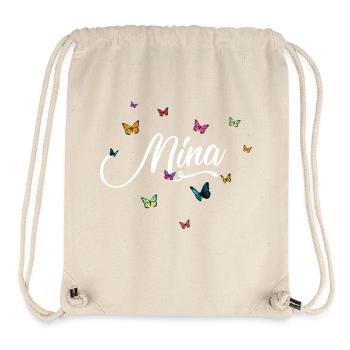 MINA - Mädchen Name mit bunten Schmetterlingen - Stanley/Stella recycelter Gym Bag - Naturweiß - Vorne