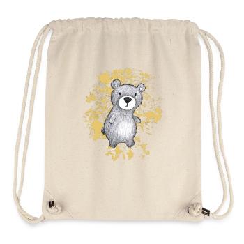 Ours avec des feuilles jaunes miel - Sac à cordon recyclé Stanley/Stella - blanc naturel - Devant