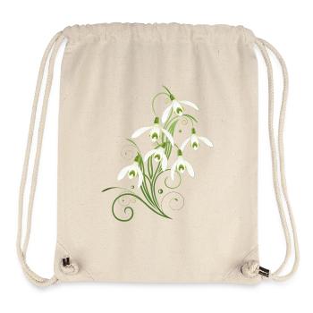Zarte Schneeglöckchen mit Ornamenten und Ranken - Stanley/Stella recycelter Gym Bag - Naturweiß - Vorne