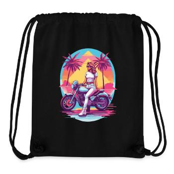 Retro Synthwave Biker Motorrad Design - Stanley/Stella recycelter Gym Bag - Schwarz - Vorne