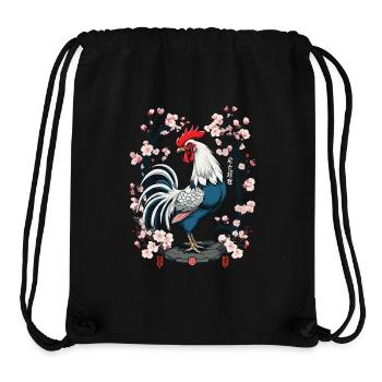 Asian Rooster Cherry Blossoms Aesthetic Design - Stanley/Stella Recycled Gym Bag - black - Front