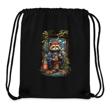 Vintage Kunst Marderhund Japanischer Sake - Stanley/Stella recycelter Gym Bag - Schwarz - Vorne