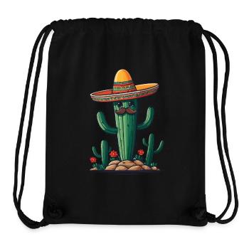 Cactus Fiesta Cactus avec Sombrero Funny Design - Sac à cordon recyclé Stanley/Stella - noir - Devant