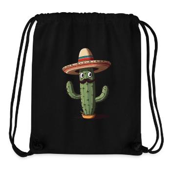 Cactus Fiesta Cactus avec Sombrero Funny Design - Sac à cordon recyclé Stanley/Stella - noir - Devant