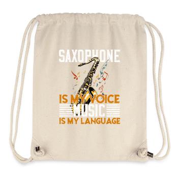 Joueur de saxophone de conception de saxophone drôle disant - Sac à cordon recyclé Stanley/Stella - blanc naturel - Devant