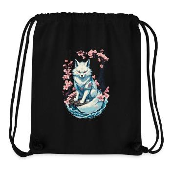 Weißer Kitsune Fuchs Japanische Kirschblüten - Stanley/Stella recycelter Gym Bag - Schwarz - Vorne