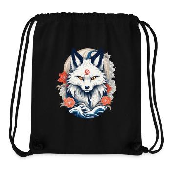 Weißer Kitsune Fuchs Japanische Kirschblüten - Stanley/Stella recycelter Gym Bag - Schwarz - Vorne