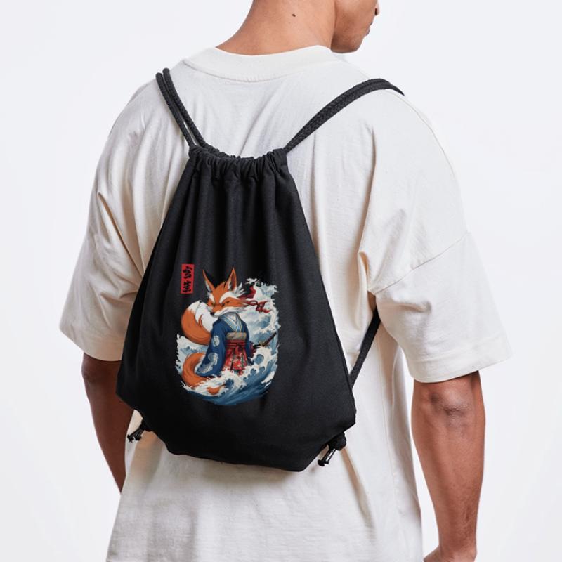 Ukiyo-E Samurai Fox Japanese Kitsune Mask Stanley/Stella Recycled Gym Bag