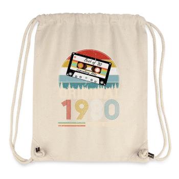 Vintage 1980 Cadeau Anniversaire 44 ans - Sac à cordon recyclé Stanley/Stella - blanc naturel - Devant