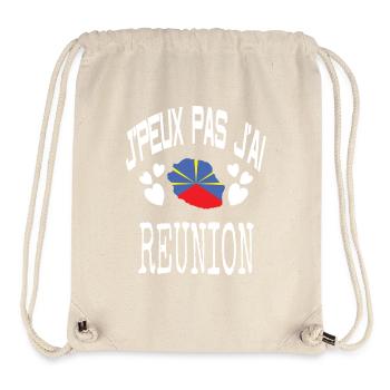 cadeau drole drapeau carte ile de la reunion 974 - Sac à cordon recyclé Stanley/Stella - blanc naturel - Devant
