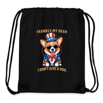 Drôle Corgi chien patriotique chien amoureux Design - Sac à cordon recyclé Stanley/Stella - noir - Devant