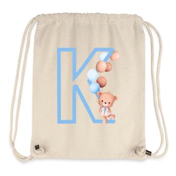 Blue Letter k Bear - Stanley/Stella Recycled Gym Bag - natural - Front