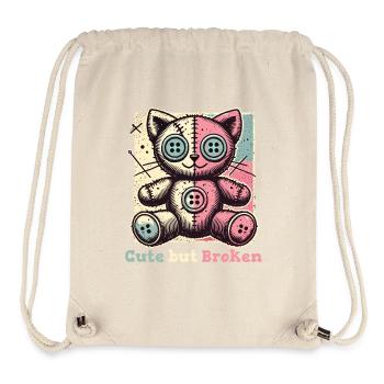 Psychopathe mental Déclaration mignonne mais brisée - Sac à cordon recyclé Stanley/Stella - blanc naturel - Devant