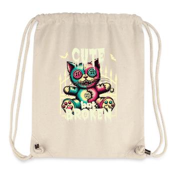 Psychopathe mental - Chat mignon mais cassé - Sac à cordon recyclé Stanley/Stella - blanc naturel - Devant