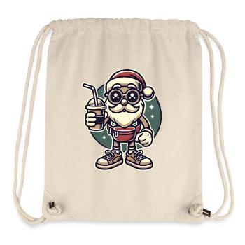 Hipster Santa Claus With Drink - Stanley/Stella Recycled Gym Bag - natural - Front