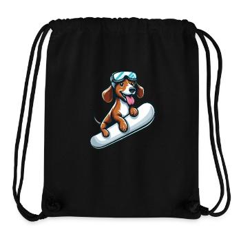 Dackel Hund Snowboard Comics Winterspaß - Stanley/Stella recycelter Gym Bag - Schwarz - Vorne