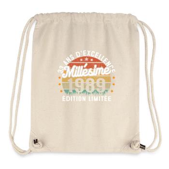 Cadeau d'anniversaire 33 Ans Millésime 1989 - Sac à cordon recyclé Stanley/Stella - blanc naturel - Devant