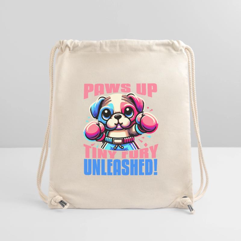 PAWS UP TINY FURY UNLEASHED MIGNON CHIEN KAWAII BOXE Sac à cordon recyclé Stanley/Stella