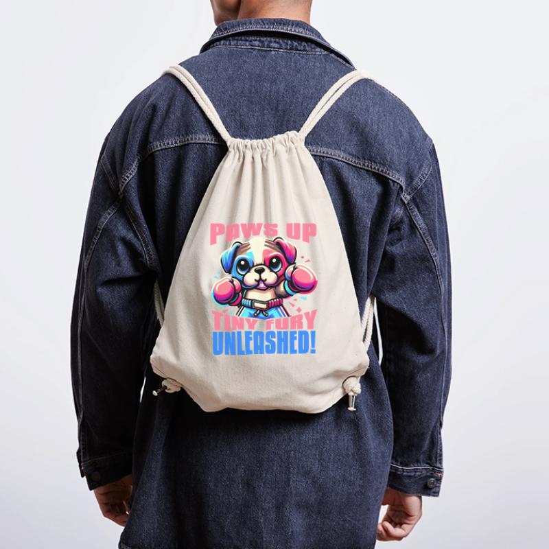 PAWS UP TINY FURY UNLEASHED MIGNON CHIEN KAWAII BOXE Sac à cordon recyclé Stanley/Stella