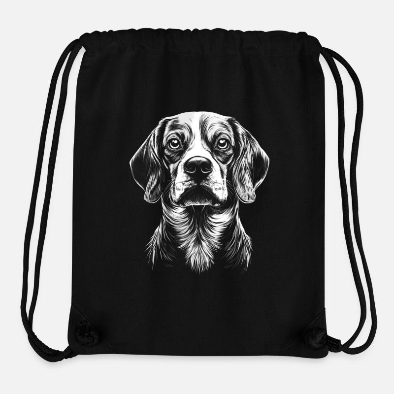 Beagle Portrait Chien Chien Idée Cadeau - Sac à cordon recyclé Stanley/Stella - noir