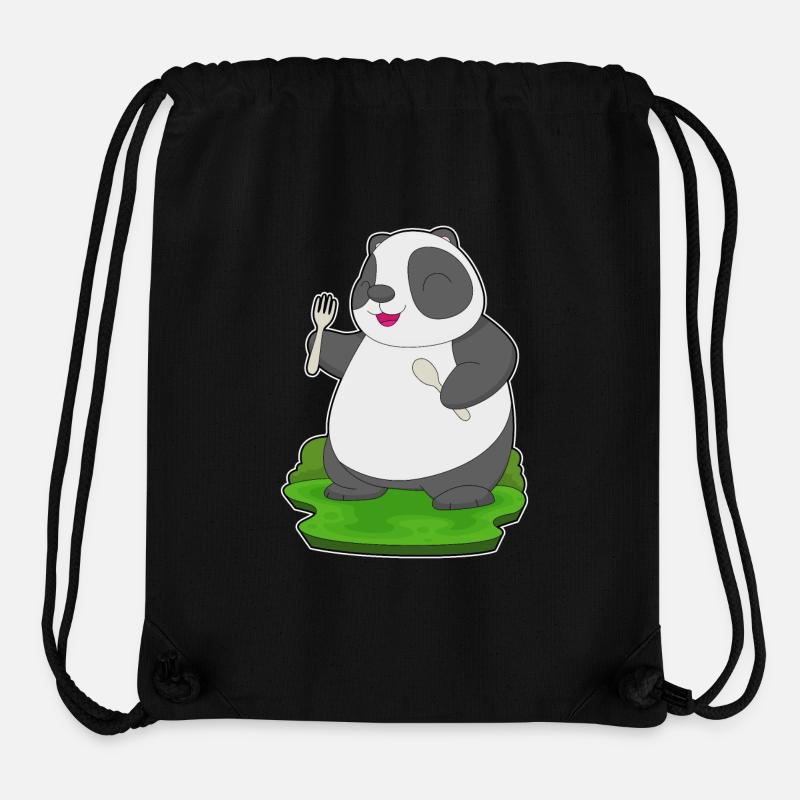 Panda Spoon Fork - Stanley/Stella Recycled Gym Bag - black
