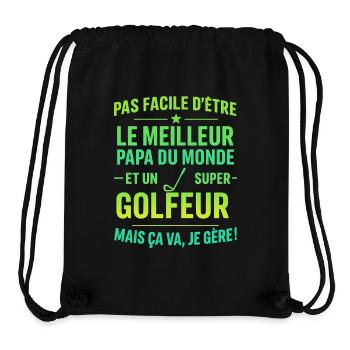 Super Papa Golfeur Golf cadeau fête des pères Noël - Sac à cordon recyclé Stanley/Stella - noir - Devant
