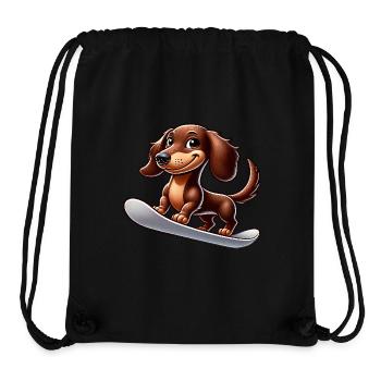 Dackel auf Snowboard Comic Wintersport - Stanley/Stella recycelter Gym Bag - Schwarz - Vorne
