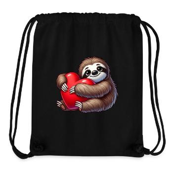Lazy Sloth with Heart Valentine's Day Love - Stanley/Stella Recycled Gym Bag - black - Front