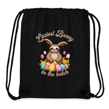 Drôle de dicton Pâques paresseux lapin Motif - Sac à cordon recyclé Stanley/Stella - noir - Devant