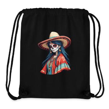 Fille mexicaine emblématique Sugar Skull - Sac à cordon recyclé Stanley/Stella - noir - Devant