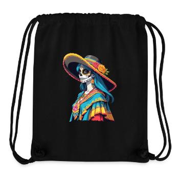 Fille mexicaine emblématique Sugar Skull - Sac à cordon recyclé Stanley/Stella - noir - Devant