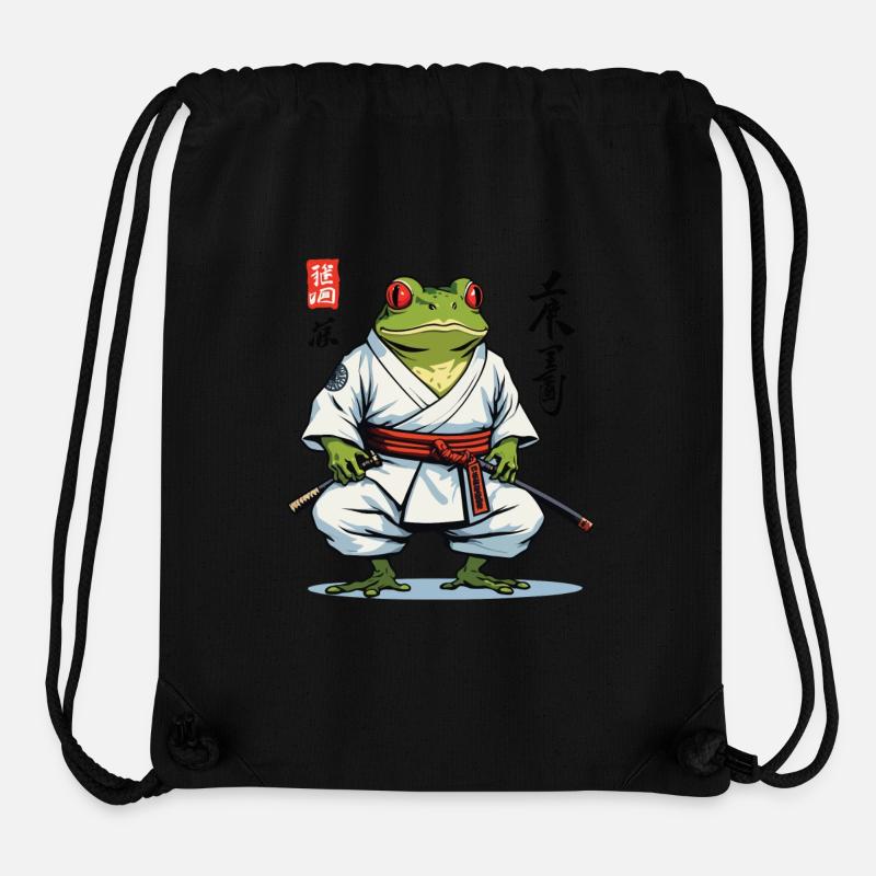 Samouraï Grenouille Vintage Ukiyo-e Style Esthétique - Sac à cordon recyclé Stanley/Stella - noir