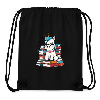 Mignon rat de bibliothèque licorne Créatures mythiques magiques - Sac à cordon recyclé Stanley/Stella - noir - Devant