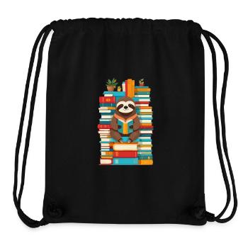Lustiges Buchliebhaber Faultier Illustration - Stanley/Stella recycelter Gym Bag - Schwarz - Vorne