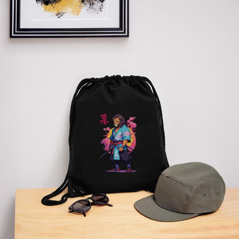 Conception esthétique Samurai Cat Vaporwave Sac à cordon recyclé Stanley/Stella