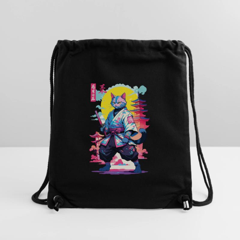 Conception esthétique Samurai Cat Vaporwave Sac à cordon recyclé Stanley/Stella