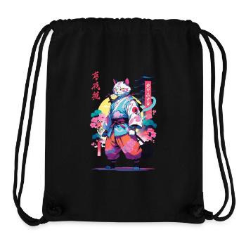 Samurai Cat Vaporwave Aesthetic - Stanley/Stella Recycled Gym Bag - black - Front