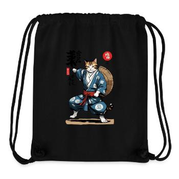 Samurai Katze Vintage Ukiyo-E Asiatischer Stil - Stanley/Stella recycelter Gym Bag - Schwarz - Vorne