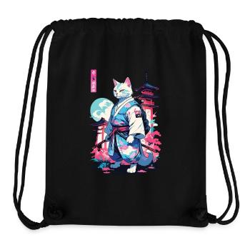 Samurai Katze Vaporwave Aesthetic Japan Style - Stanley/Stella recycelter Gym Bag - Schwarz - Vorne