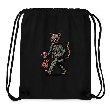 Chat zombie mort-vivant Halloween - Sac à cordon recyclé Stanley/Stella - noir - Devant