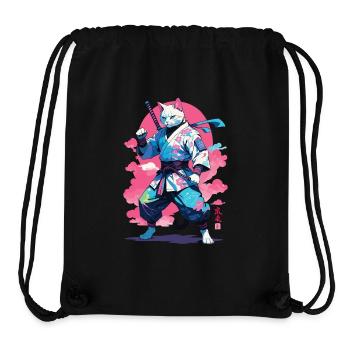 Conception esthétique Samurai Cat Vaporwave - Sac à cordon recyclé Stanley/Stella - noir - Devant