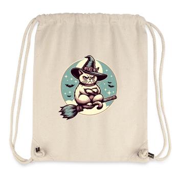 Bad Mood Witch Cat Funny Magician Cat - Stanley/Stella Recycled Gym Bag - natural - Front