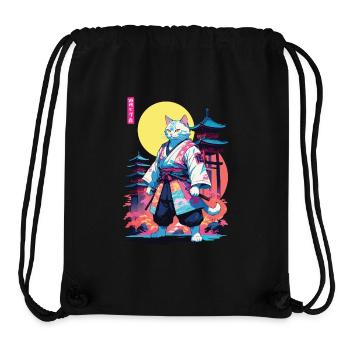 Conception esthétique Samurai Cat Vaporwave - Sac à cordon recyclé Stanley/Stella - noir - Devant