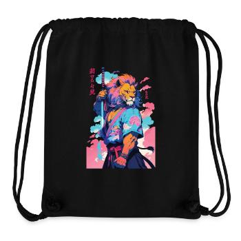 Samurai Lion Aesthetic Vaporwave Style - Stanley/Stella Recycled Gym Bag - black - Front