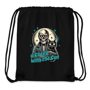 Halloween Skeleton With Cat: A Creep With The Cat - Stanley/Stella Recycled Gym Bag - black - Front