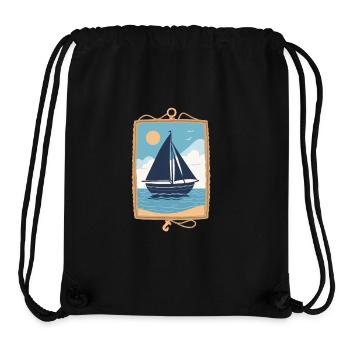 Maritime Sailboat by the Sea Mural - Stanley/Stella Recycled Gym Bag - black - Front